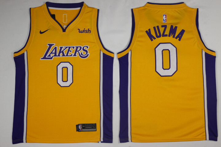 Men Los Angeles Lakers 0 Kuzma Yellow Game Nike NBA Jerseys